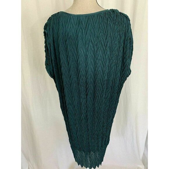 Timeless Naeem Khan Womens Solid Pine Green Short Sleeve Mini Dress Medium Large - Picture 5 of 7